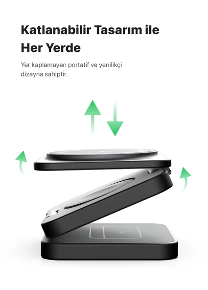 Xenon Smart Kablosuz Şarj Standı Qi2 Hızlı Şarj Iphone Airpods Watch Uyumlu Magsafe 15W Telefon Tutucu X6402 - 6