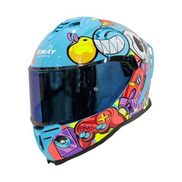 Sway Xbyc 867 Gamer Full Face Güneş Gözlüklü Kapalı Motosiklet Kaskı L Beden - Resim 2