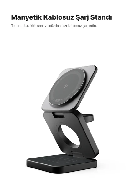 Xenon Smart Kablosuz Şarj Standı Qi2 Hızlı Şarj Iphone Airpods Watch Uyumlu Magsafe 15W Telefon Tutucu X6402 - 10
