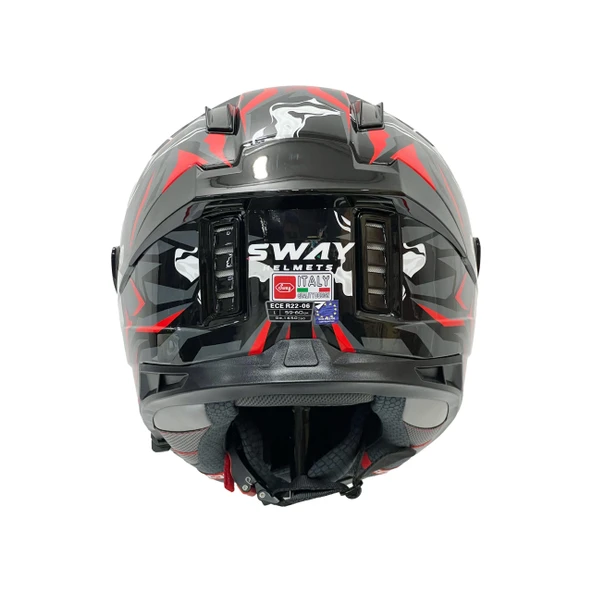 Sway Xbyc 868 Cannibal Full Face Güneş Gözlüklü Kapalı Motosiklet Kaskı Kırmızı Gri L Beden - 3