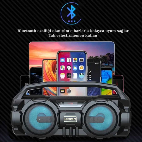Trend Store Kablosuz Mikrofonlu Bluetooth Hoparlör Karaoke USB AUX Bas FM Radyo TF Müzik Sistemi Stereo - 5