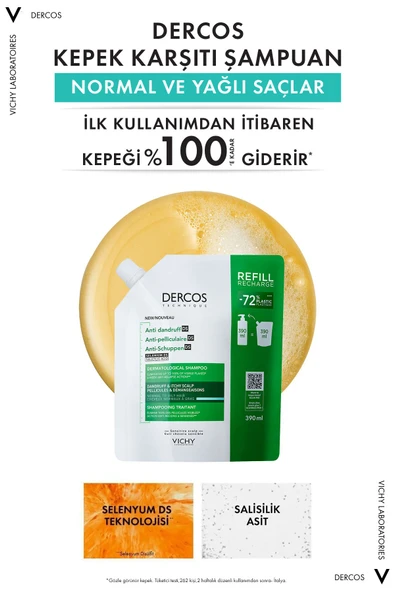 Vichy Dercos Normal/Yağlı Saçlar İçin Kepek Karşıtı Saç Bakım Şampuanı Yeniden Dolum Paketi 390 ml - 5
