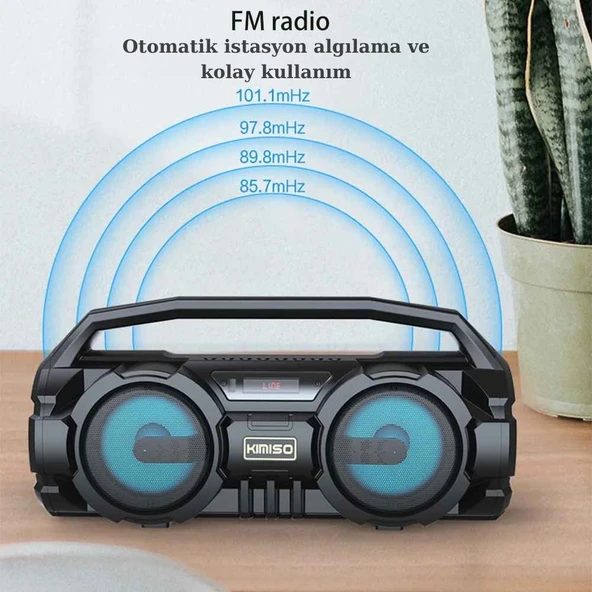 Trend Store Kablosuz Mikrofonlu Bluetooth Hoparlör Karaoke USB AUX Bas FM Radyo TF Müzik Sistemi Stereo - 3