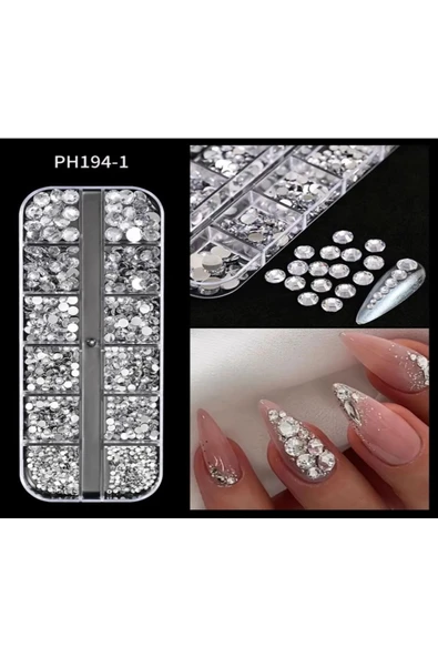 Fontenay Tırnak Süsleme Taşı Seti - 12'li Kutu GÜMÜŞ RENK ürün görseli 1