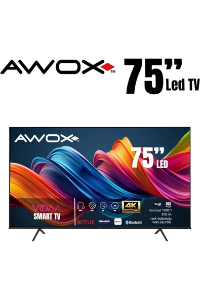 AWOX B227500 75" 189 Ekran Uydu Alıcılı 4K Ultra HD Smart LED TV - 6