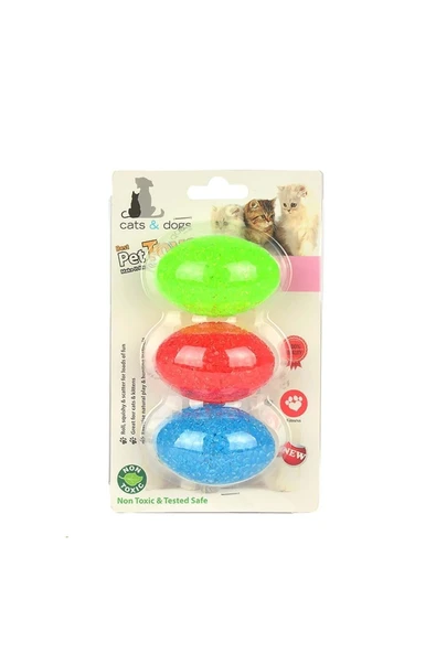AquaHome Kedi Oyun Topu Elips Çıngıraklı 3’lü - 1
