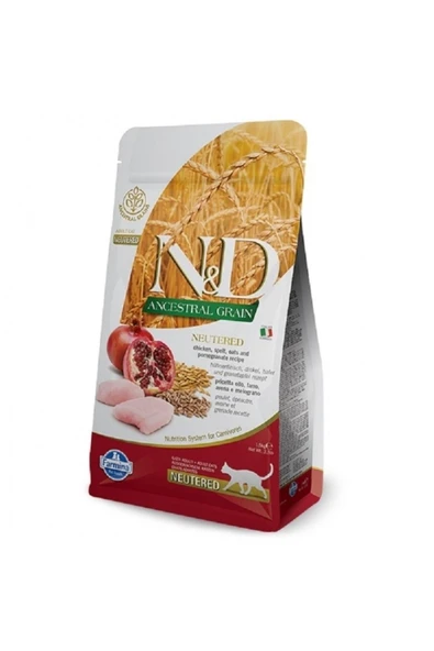 N8D Nd Az Düşük Tahıllı Tavuklu Nar Kısır Kedi Maması 10 Kg