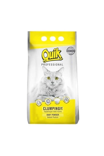 Quik Bentonit Pudra Kokulu Ince Taneli Kedi Kumu 5 Lt Topaklaşan - 1