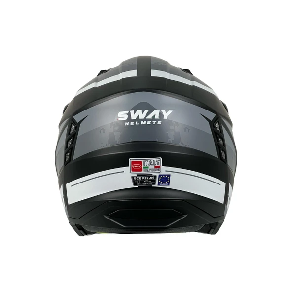 Sway X1-X Seul Track Modüler Full Face Çene Sökülebilen Motosiklet Kaskı XL Beden Siyah Gri - 5