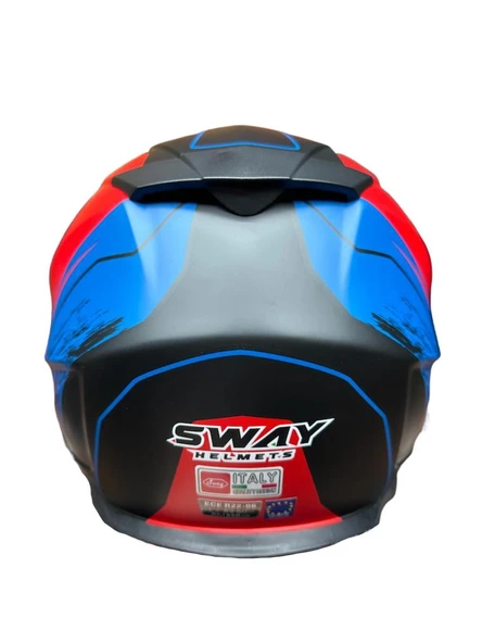 Sway X60 Solid Full Face Enduro Touring Adventure Kapalı Motosiklet Kaskı XL Beden Siyah Kırmızı - Resim 2