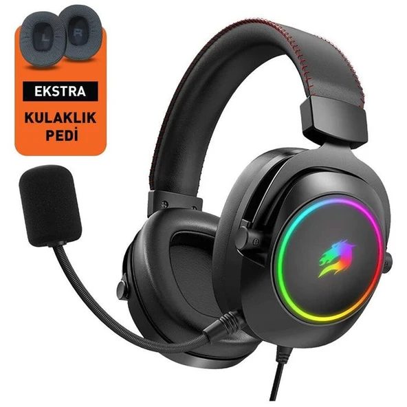 GameBooster H44 RGB USB7.1 Siyah Profesyonel Oyuncu Kulaklığı EG002