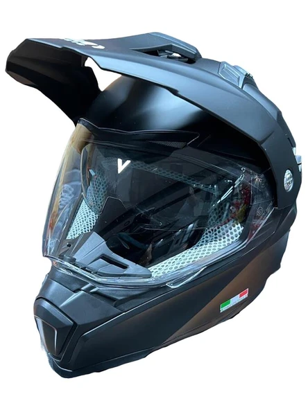 Sway X60 Solid Full Face Enduro Touring Adventure Kapalı Motosiklet Kaskı L Beden Siyah - Resim 3