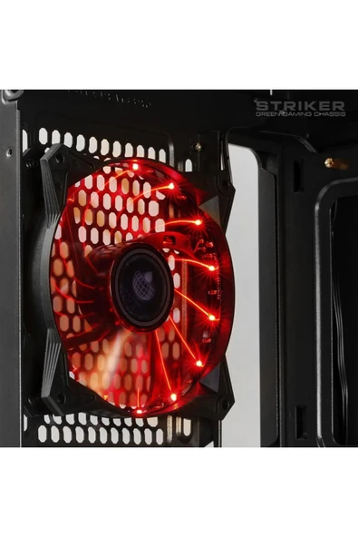 Green STRIKER Midtower 3X120MM Fan Siyah Bilgisayar Kasası 6X120MM Fan Desteği (Psuyok) - 6