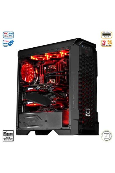 Green STRIKER Midtower 3X120MM Fan Siyah Bilgisayar Kasası 6X120MM Fan Desteği (Psuyok)