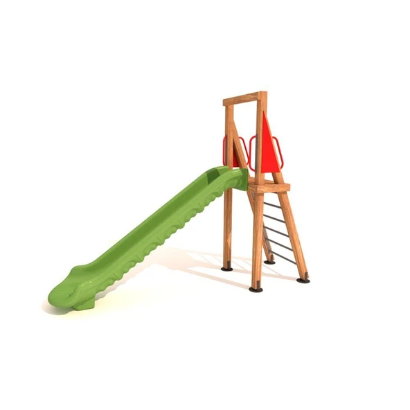 Ahşap Çocuk Oyun Parkı - Tek Kaydıraklı Ekonomik Model h150 - 2