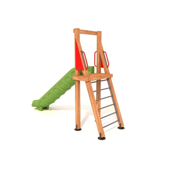 Ahşap Çocuk Oyun Parkı - Tek Kaydıraklı Ekonomik Model h150 - 3