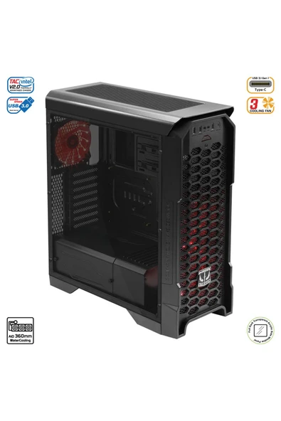 Green STRIKER Midtower 3X120MM Fan Siyah Bilgisayar Kasası 6X120MM Fan Desteği (Psuyok) - 4