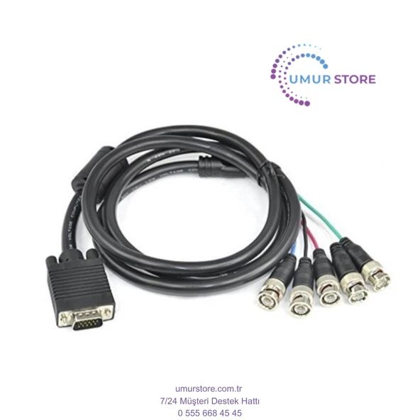 Bnc Monitör Kablosu VGA Bnc Monitör Kablosu Kompanent Bnc VGA Kablo ürün görseli 1