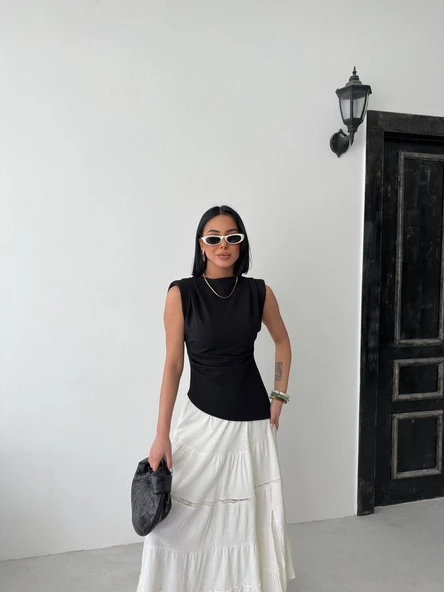 VATKALI DİK YAKALI CREP BLUZ - 2