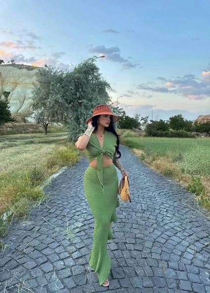 ÖNÜ BAĞLAMALI ETEKLİ TAKIM SİYAH - 6