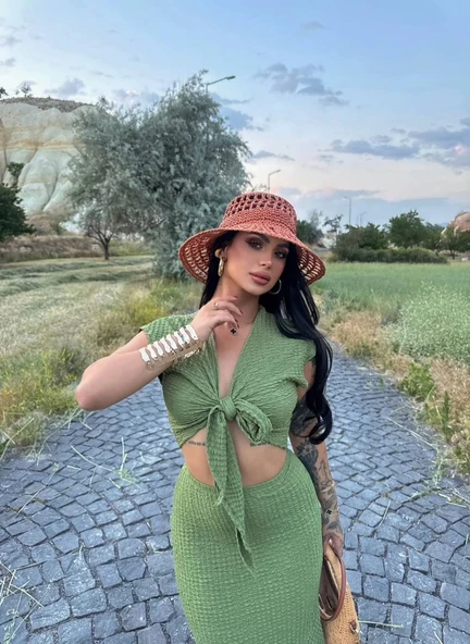 ÖNÜ BAĞLAMALI ETEKLİ TAKIM SİYAH - 5