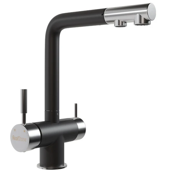 Real Stone Martis Arıtmalı Spiralli Antrasit Eviye Bataryası