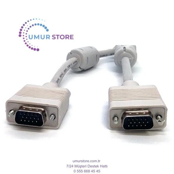 VGA Monitör Kablosu, DSUB 15 erkek DSUB 15 erkek, 3 metre, 3Coax/7C, AWG28, 2x ferrite filtreli, siyah renk Beek VGA 3 mt cable ürün görseli 1