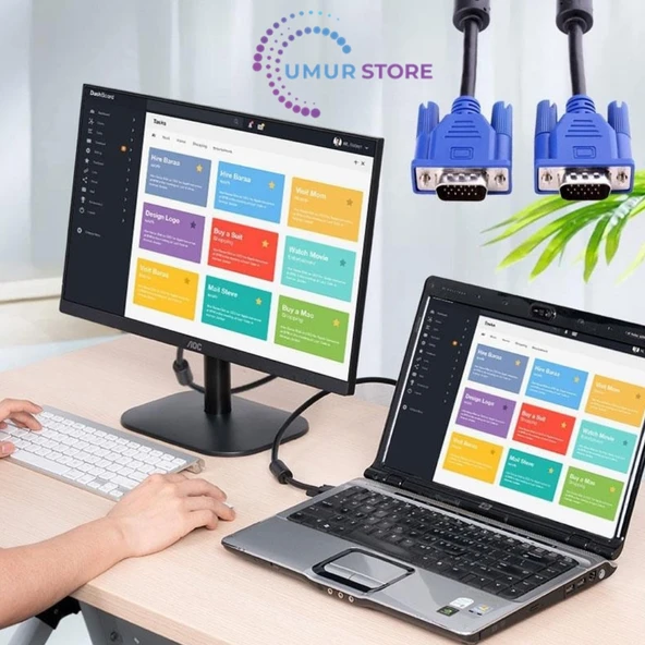 VGA Kablo 15 Pin VGA Erkek Erkek Görüntü Kablosu 10 Metre - Resim 2