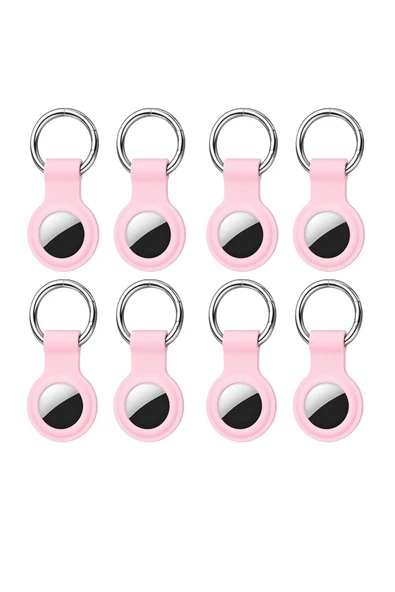 Coverzone AirTag ile Uyumlu Anahtarlıklı Silikon Kılıf A010 Koruyucu Anahtarlık Pembe 8'lı Paket ürün görseli