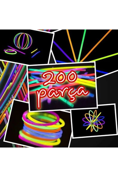 Coverzone Factorial Karanlıkta Parlayan Çubuklar Neon Fosforlu Oyuncak Parti Malzemeleri 200 adet