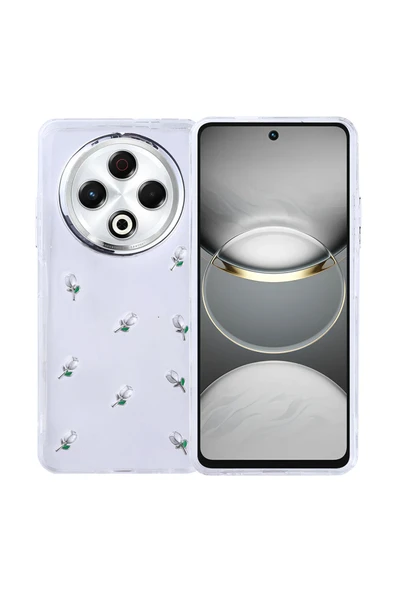 Coverzone Tecno Spark 30 4G ile uyumlu Kılıf Airbag Köşeli Şeffaf Baskılı Z-Kutup ürün görseli