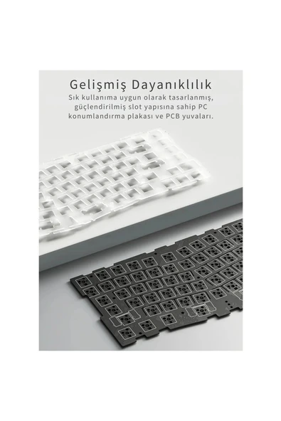Coverzone Ajazz AKS-075 Ergonomik Tasarım, TFT Ekranlı 3 Modlu Mekanik Klavye Mavi - Gift Switch - Resim 6
