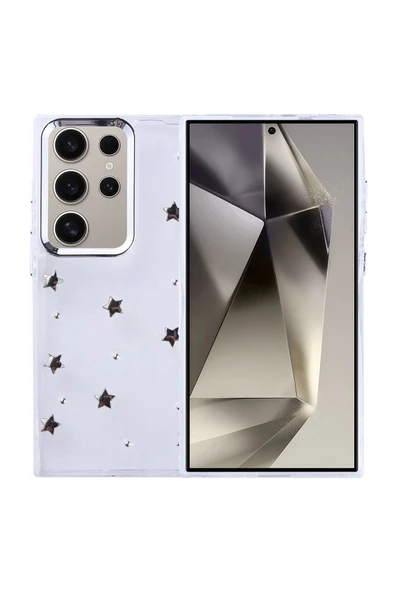 Coverzone Samsung Galaxy S24 Ultra ile uyumlu Kılıf Airbag Köşeli Şeffaf Baskılı Z-Kutup ürün görseli