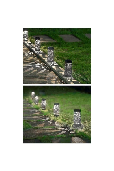 Coverzone 6'lı Solar Bahçe Lambası,LED Aydınlatmalı,Karanlıkta Otomatik Yanan,Gündüz Otomatik Şarj Olan Lamba - 4