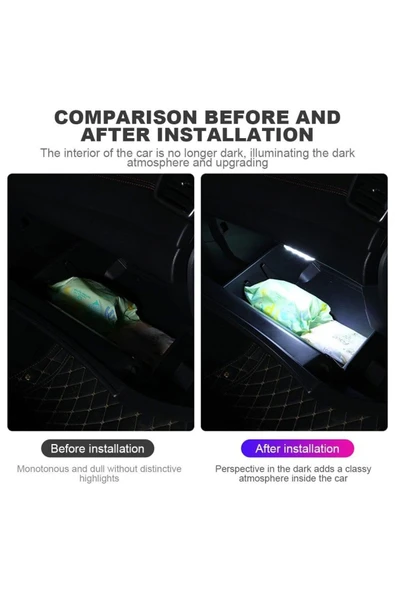 Coverzone Manyetik LED Atmosfer Işığı – USB Şarjlı, Dokunmatik Anahtarlı, Araba Bagaj Torpido Aydınlatma HSN13 - Resim 5