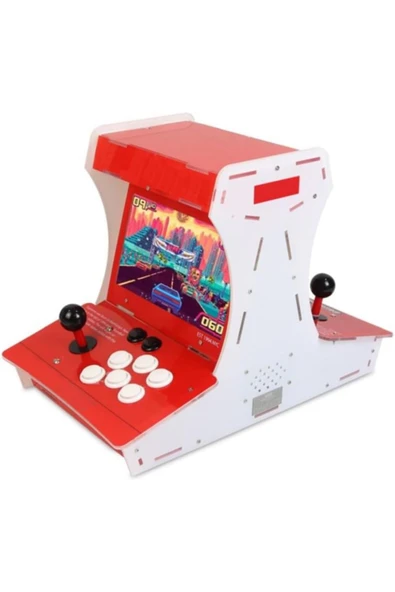 Coverzone İki Kişilik Retro 10 inç Ekran Oyun Konsolu 8200 Oyun Makinesi Dahili Hoparlör M77 - Resim 4