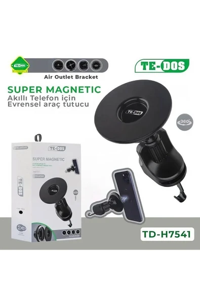 Coverzone Manyetik Araç Telefon Tutucu - 360° Dönebilen, Klipsli, iPhone Uyumlu TD-H7541 - Resim 2