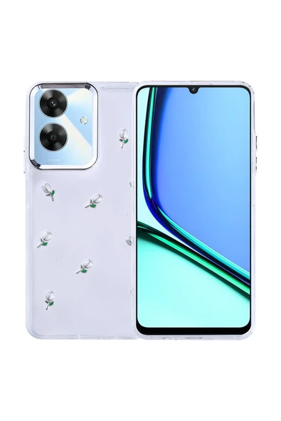 Coverzone Realme Note 60 ile uyumlu Kılıf Airbag Köşeli Şeffaf Baskılı Z-Kutup ürün görseli
