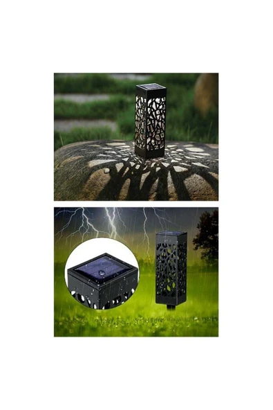 Coverzone 6'lı Solar Bahçe Lambası,LED Aydınlatmalı,Karanlıkta Otomatik Yanan,Gündüz Otomatik Şarj Olan Lamba - 5