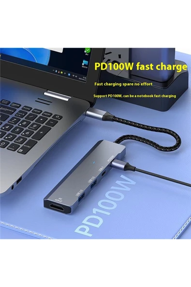 Coverzone Type-C Adaptör - HDMI, USB 3.0, USB 2.0 ve PD 100W 5Gbps Veri Transferi, 4K@60Hz HDMI Çıkışı CZ-336 - Resim 6