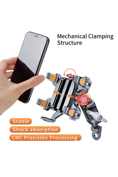 Coverzone Profesyonel Motosiklet Telefon Tutucu - Çift Kilitlemeli, Ayarlanabilir, Dikiz Ayna Montajlı TX02-Z - Resim 4