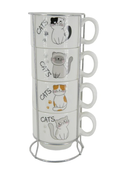 Coverzone Düşünen Kedi Temalı 200 ml Seramik Kupa Bardak Çay ve Kahve Servisleriniz için Renkli Tasarım ürün görseli