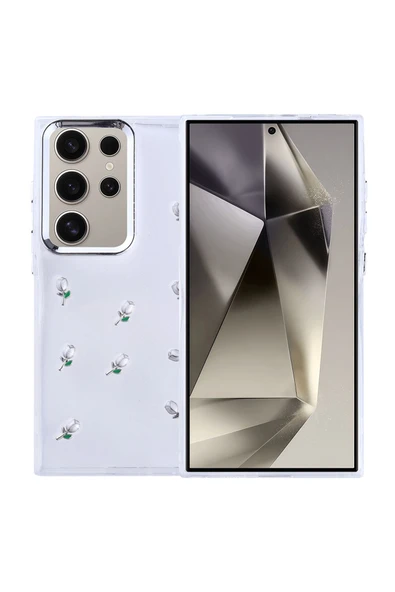 Coverzone Samsung Galaxy S24 Ultra ile uyumlu Kılıf Airbag Köşeli Şeffaf Baskılı Z-Kutup ürün görseli