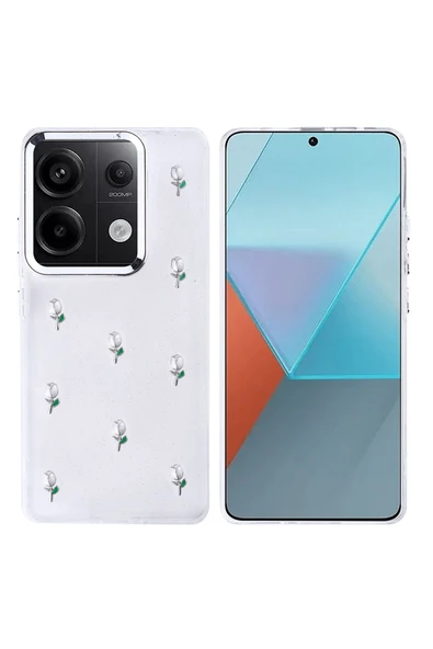 Coverzone Xiaomi Redmi Note 13 Pro 4G ile uyumlu Kılıf Airbag Köşeli Şeffaf Baskılı Z-Kutup ürün görseli