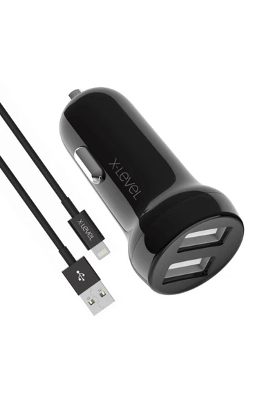 X-Level X-chargerdrivelight 2.4a 15.5w 2x Usb-a Araç Içi Şarj Aleti - Lightning Kablo - Çakmaklık Şarj ürün görseli
