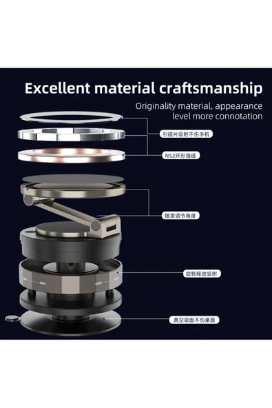 Xo Magsafe Uyumlu Araç Telefon Tutucu – Güçlü Manyetik Vakumlu, 360° Ayarlı Stand, iPhone C176 - Resim 7