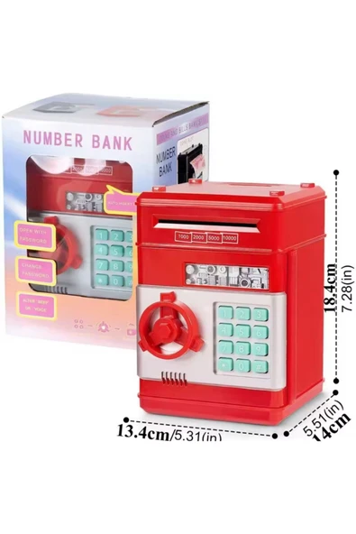 Coverzone Melodili ATM Metal Ve Kağıt Para Kumbarası Şİfreli Para Biriktirme Alışkanlığı Dekoratif Hediyelik - Resim 5