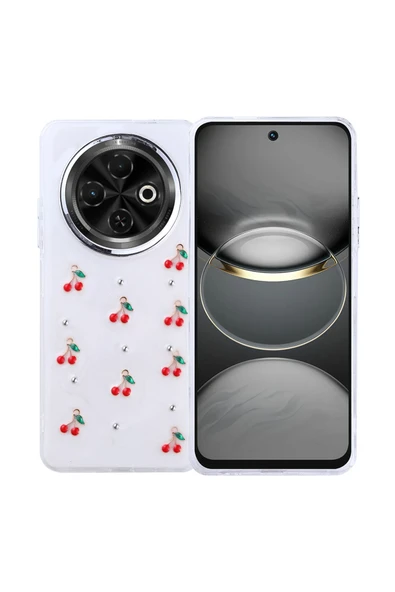 Coverzone Tecno Spark 30C ile uyumlu Kılıf Airbag Köşeli Şeffaf Baskılı Z-Kutup ürün görseli