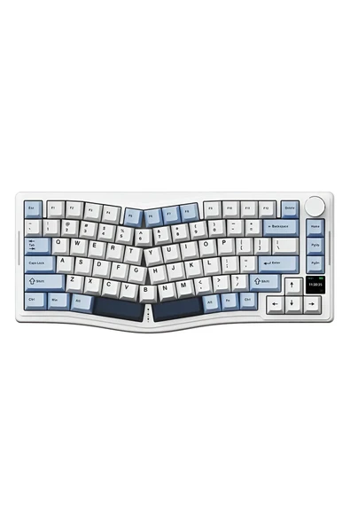 Coverzone Ajazz AKS-075 Ergonomik Tasarım, TFT Ekranlı 3 Modlu Mekanik Klavye Mavi - Gift Switch ürün görseli