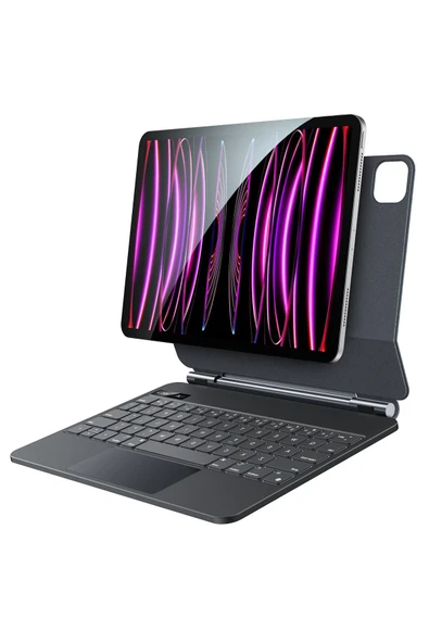 Coverzone Klavyeli Kılıf KB25 - iPad Air 5 ve Tecno Uyumlu, Standlı, Hafif Tasarım, Suya Dayanıklı Kapak - Resim 3